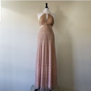SOLD 💫Adrianna Pap Rose Gold Halter Gown 6 (NWT)
